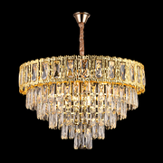 Corona Zaffiro 8xe14 crystal chandelier, 60cm diameter, glossy gold, rebrable height
