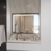 MotionGlow Sensor LED Mirror Francesca 80x60 cm Warm/Cold/Neutral Light Dimmable Defog System Thermometer Clock Marcello Funghi Collection