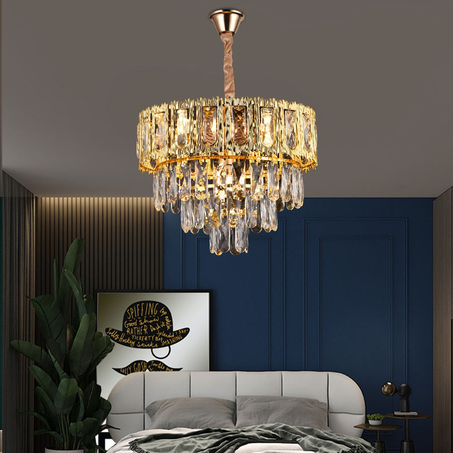 Corona Corona Corona 5xe14 chandelier, 40cm diameter, glossy gold, rebrable height