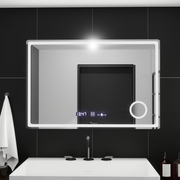 Mirror LED rectangular 90x60cm Bellezza Riflesso Puro Motionglow Marcello Dismantic Clock Defrosting System
