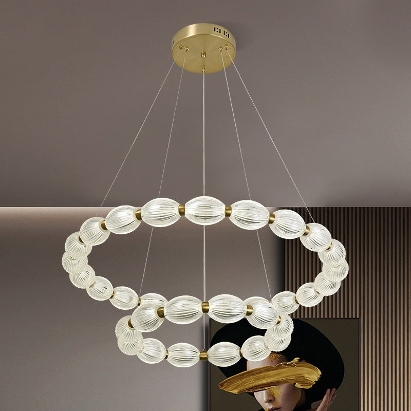 Suspended LED chandelier with FAUSTO remote control, 84W, Cold/Warm/Neutral light, Dimmable, Height Adjustable, Gold
