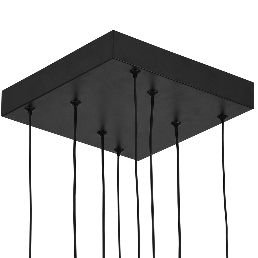 LED chandelier with remote control, Suspended 98W, 4 Elements, Cold/Warm/Neutral light, Dimmable, Adjustable height, Black