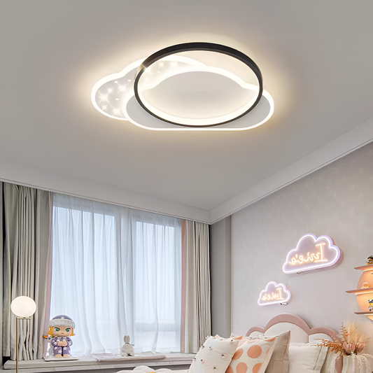 LED chandelier with remote control NUVIA 72W, Cloud, Cold/Warm/Neutral light, Dimmable, Black and White