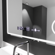 Rectangular LED Mirror, 90x75cm, Riflesso MotionGlow Marcello, Demister System, Clock & Thermometer, Cosmetic Magnifier, Dimable