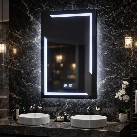 Rectangular LED Mirror, 45x60cm, ECLISSA Touch, Demister System, Dimmable, Cold Light 6000K Mirrors Korman E Default Title Alessandro Design