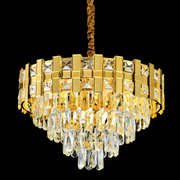 Crystal chandelier Aurelio Tesoro 8xe14, 49cm diameter, glossy gold, rebrable height