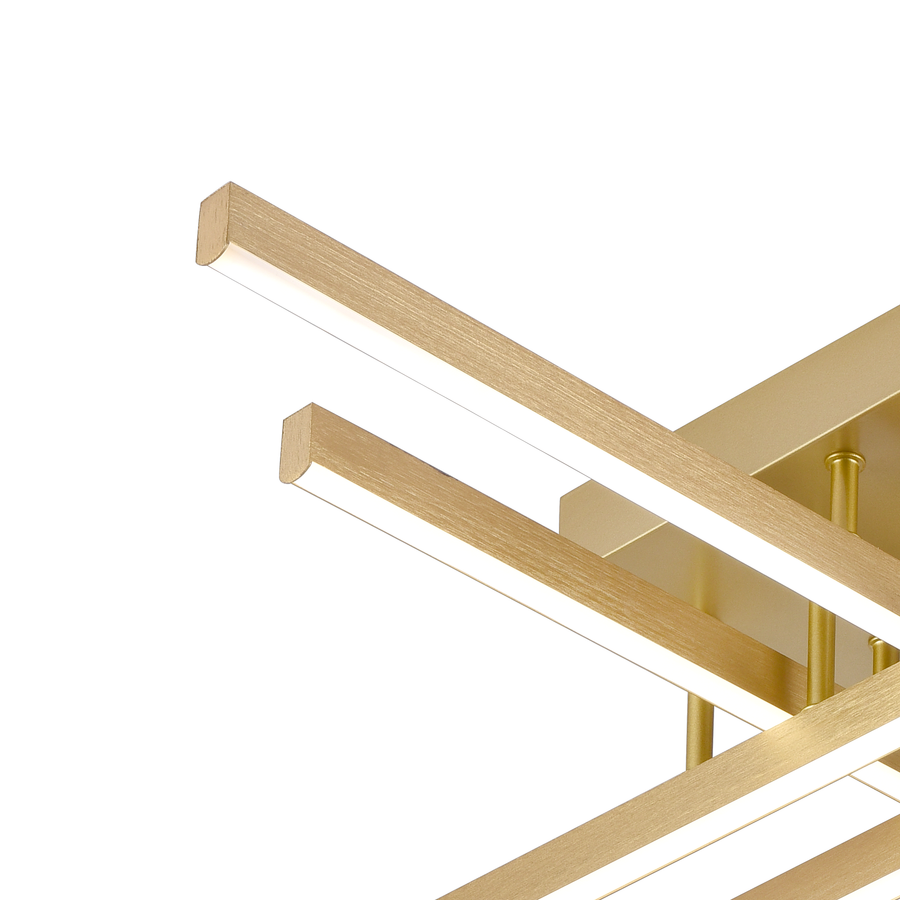 LED Chandelier with Remote Control LINEX, 54W, Light 3000K/4000K/6000K, Dimmable, Gold