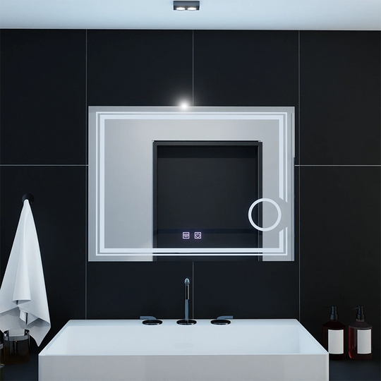 Rectangular LED mirror, 80x60cm, Cold Light, CANTO Touch, Demister System, Dimmable