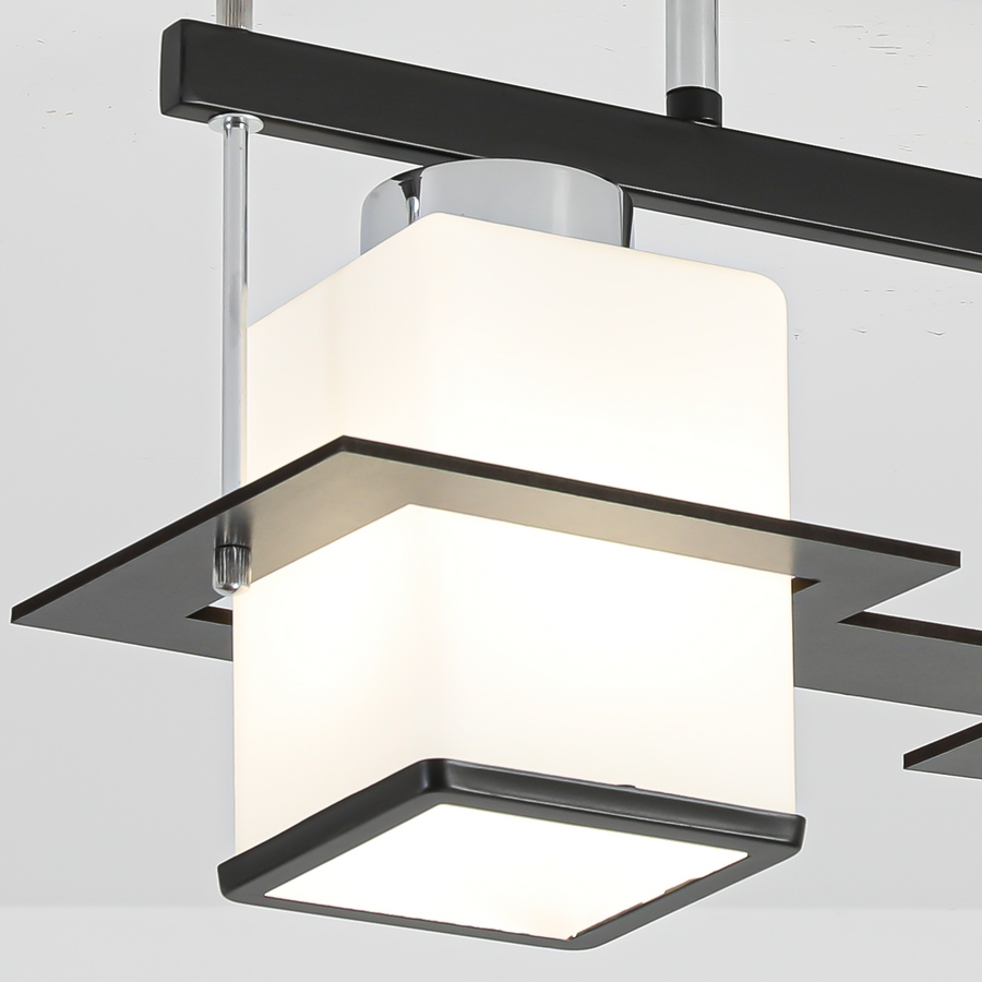 Classic Aramis Chandelier with Wood Square Lampshade 2 X E27 Socket Black White