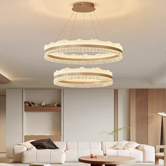 Suspended LED chandelier with remote control NIVALIS, 126W, Cold/Warm/Neutral light, Dimmable, Height Adjustable, Gold