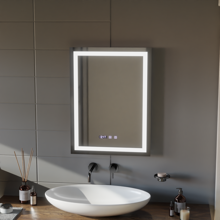 MODENA Touch LED mirror De-fogging system, Clock and Temperature 60x80 cm