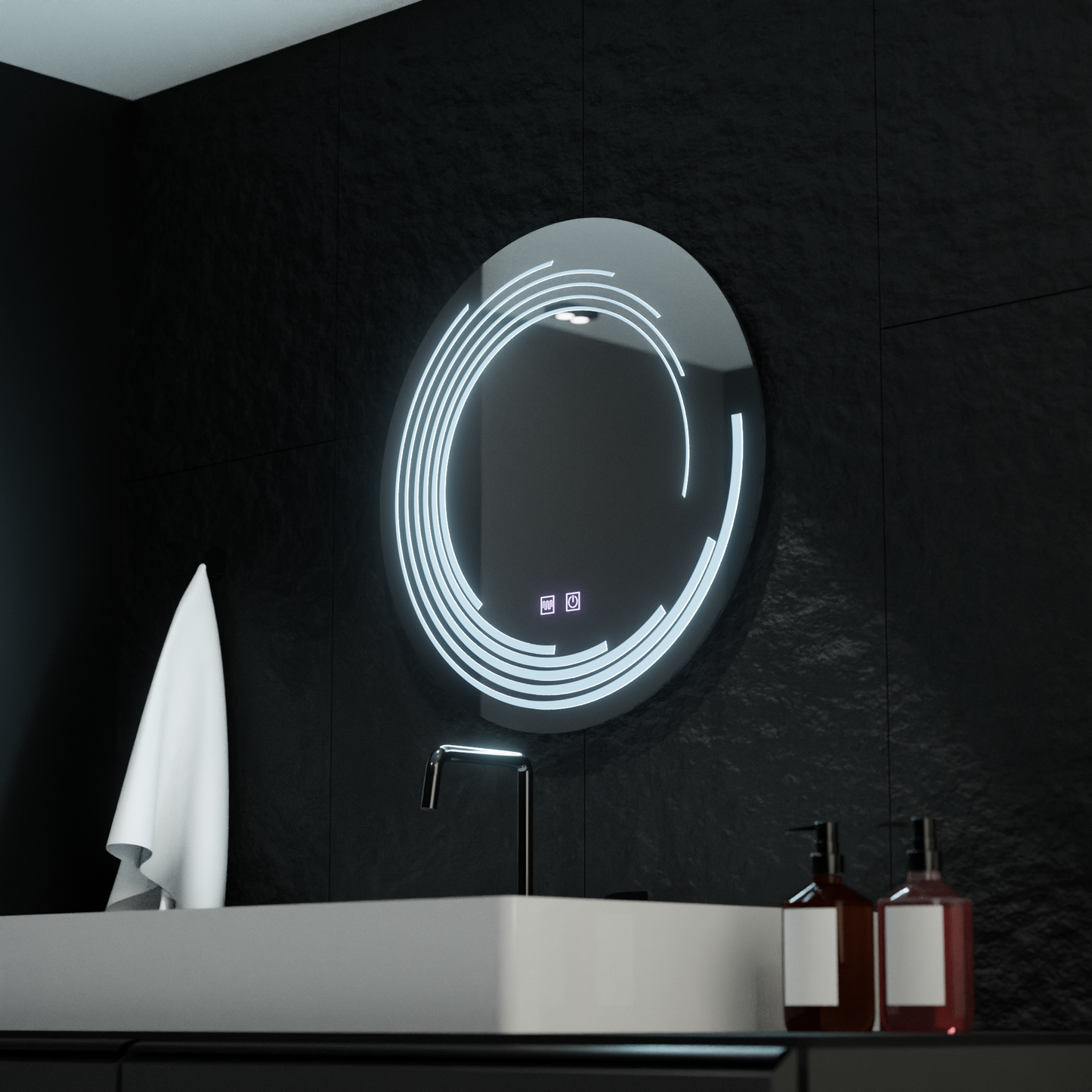 Mirror LED Round 60cm Lira Verità Touch system Dimable Defrition