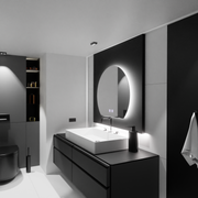 Half-moon LED mirror, 60x54, Soluna Touch, Demister System, Dimmable