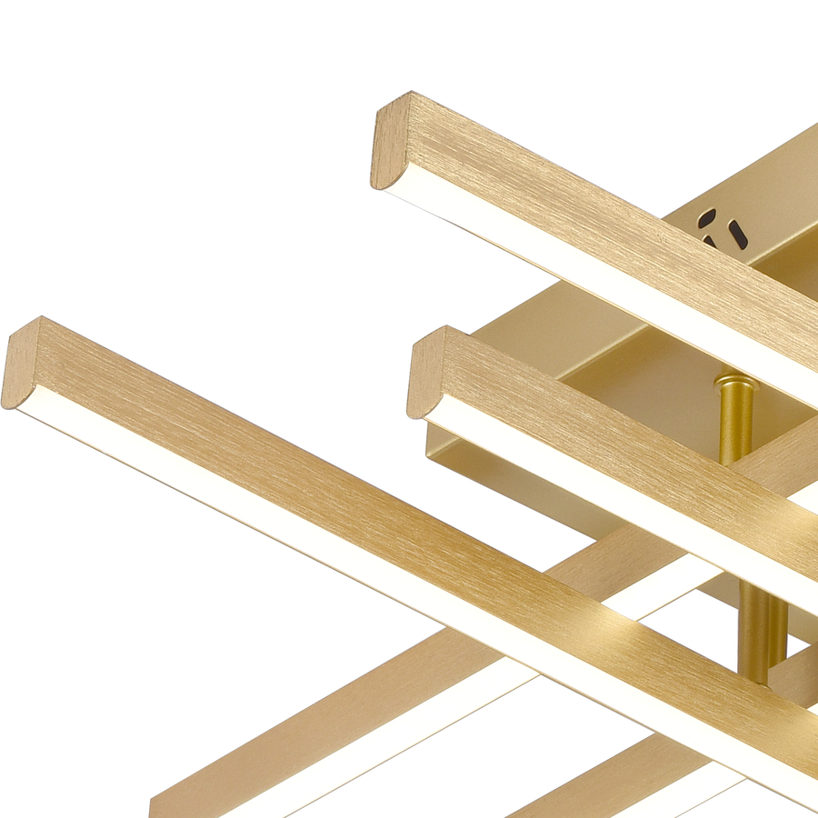 LED Chandelier with Remote Control LINEX, 83W, Light 3000K/4000K/6000K, Dimmable, Gold