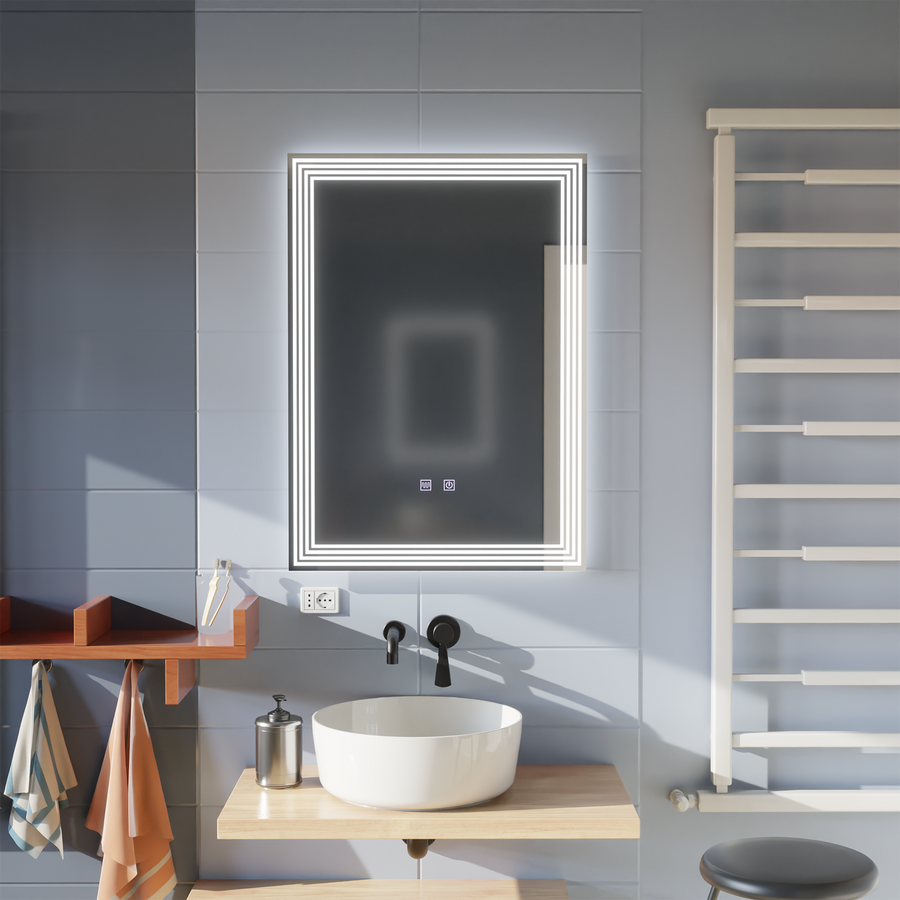 Rectangular LED mirror, Demist, 60x80cm, ADIS Basic Touch