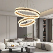 Lustra LED suspendata cu Telecomanda FOSCO Duo 126W, lumina Rece/Calda/Neutra, Dimabila,Inaltime Reglabila, Auriu