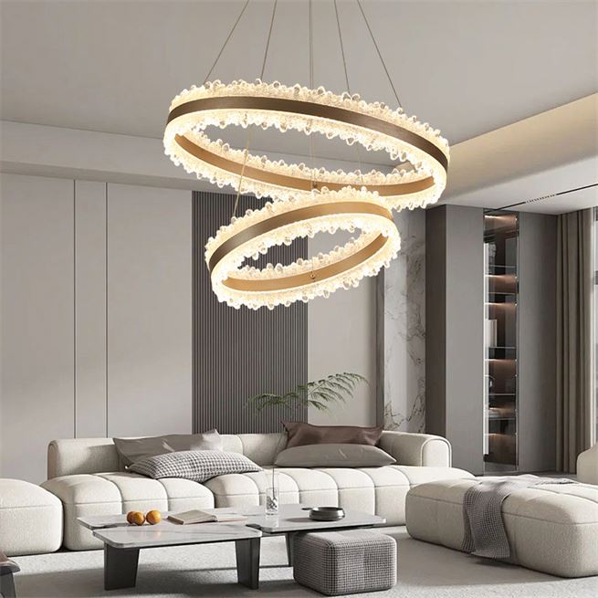 Suspended LED chandelier with Remote Control FOSCO Duo 126W, Cold/Warm/Neutral light, Dimmable, Height Adjustable, Gold