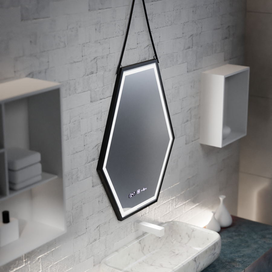 Rectangular LED mirror 120x80cm Motionglow sensor Marcello Dismantic Clock Defrosting System