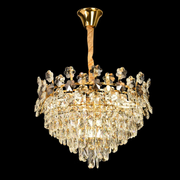 WINDSOR Eleganza Crystal Chandelier 6x E14, Diameter 49cm, Shiny Gold, Adjustable Height
