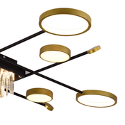 LED chandelier with remote control, ramo, 46w, black gold