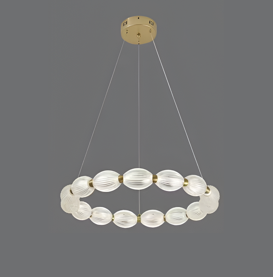 Suspended LED chandelier with remote control FAUSTO II, 43W, Cold/Warm/Neutral light, Dimmable, Height Adjustable, Gold