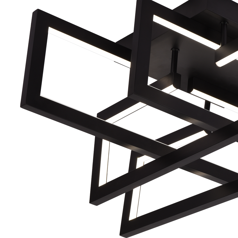 LED chandelier with remote control 98W, 4 Elements, Cold/Warm/Neutral light, Dimmable, Black