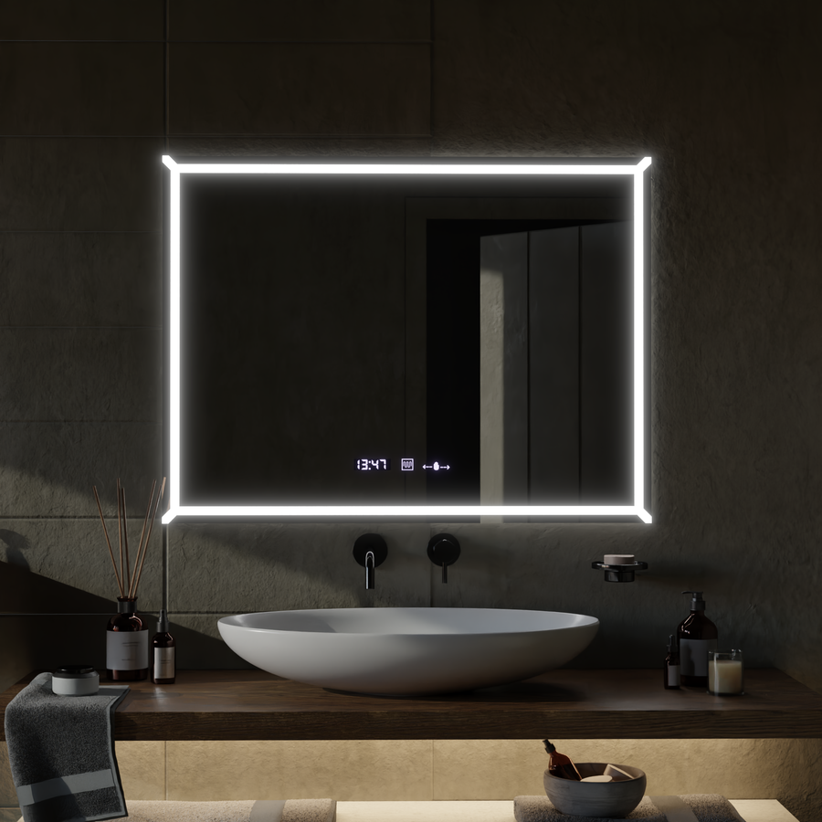 Rectangular LED mirror, 60x80cm, VillayTouch Marcello, Demister System, Dimmable