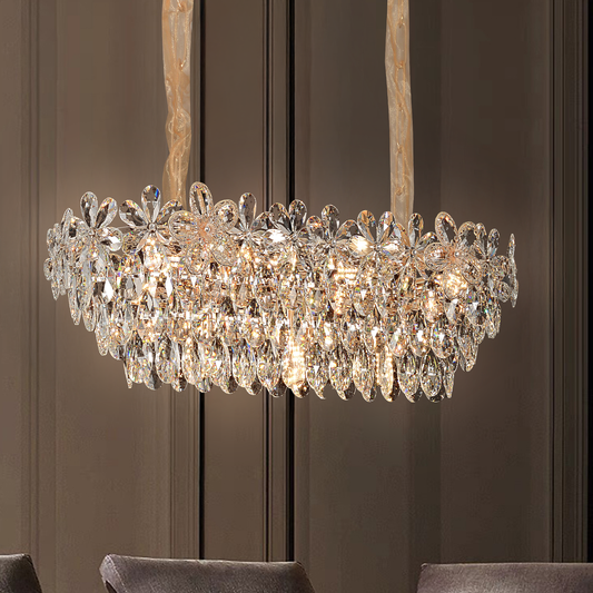 Regalis Crystal Chandelier 11x E14, Diameter 85cm, Shiny Gold, Adjustable Height