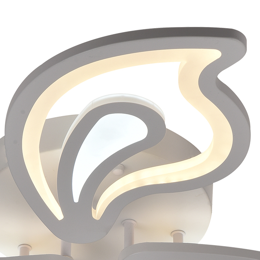 LED chandelier with remote control GLORIOSA 96W, 5 Petals, Cold/Warm/Neutral light, Dimmable, White