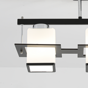 Classic Aramis Chandelier with Wood Square Lampshade 3 X E27 Socket Black White