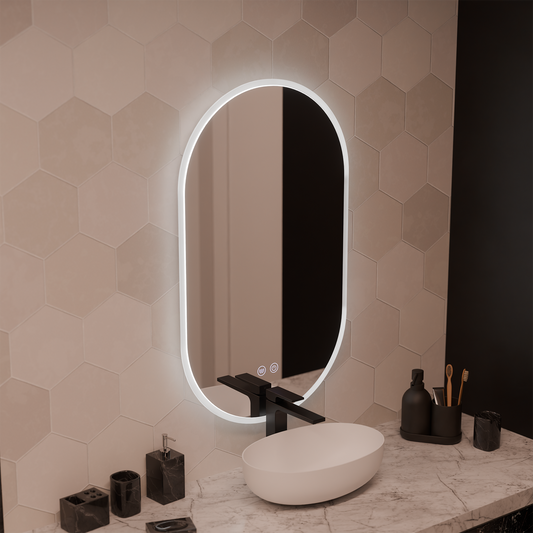 Llexort Oval LED Mirror 60x80cm, Touch, Demister System, Dimmable