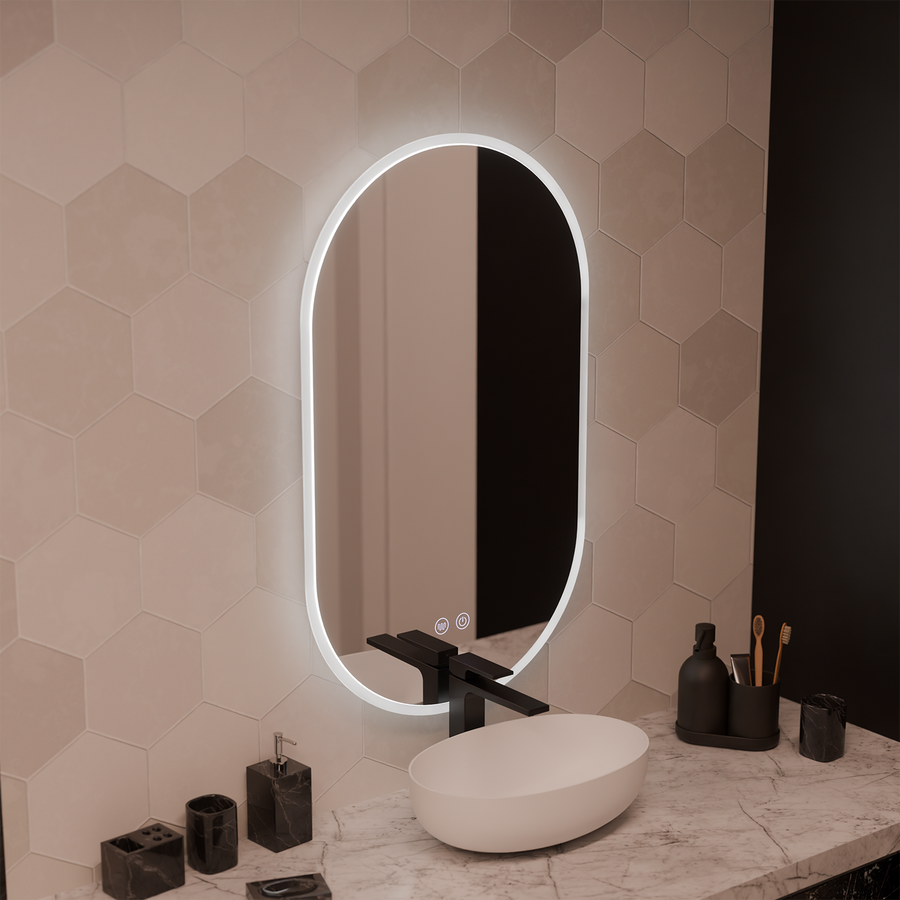 Oval LED mirror 50x80cm Llexort, Touch, Demister System, Dimmable