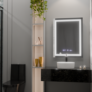 Rectangular LED mirror, 60x80cm, Verite MotionGlow Marcello, Demister System, Clock & Thermometer, Dimmable