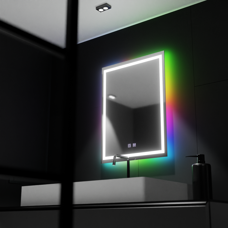 Rectangular LED mirror 60X80cm, Spectrum Touch, RGB, Demister System
