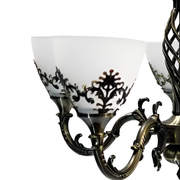 Rustic COTTAGE Chandelier, 5*E27, Antique Bronze, Metal and Glass