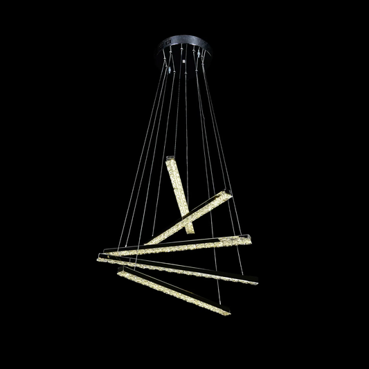 Suspended LED chandelier with remote control and crystal LIBORIA 64W, Cold/Warm/Neutral light, Dimmable, Shiny Chrome