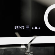 Rectangular LED mirror, 80x80cm, Souverain MotionGlow Marcello, Demister System, Clock & Thermometer, Cosmetic Magnifier, Dimable