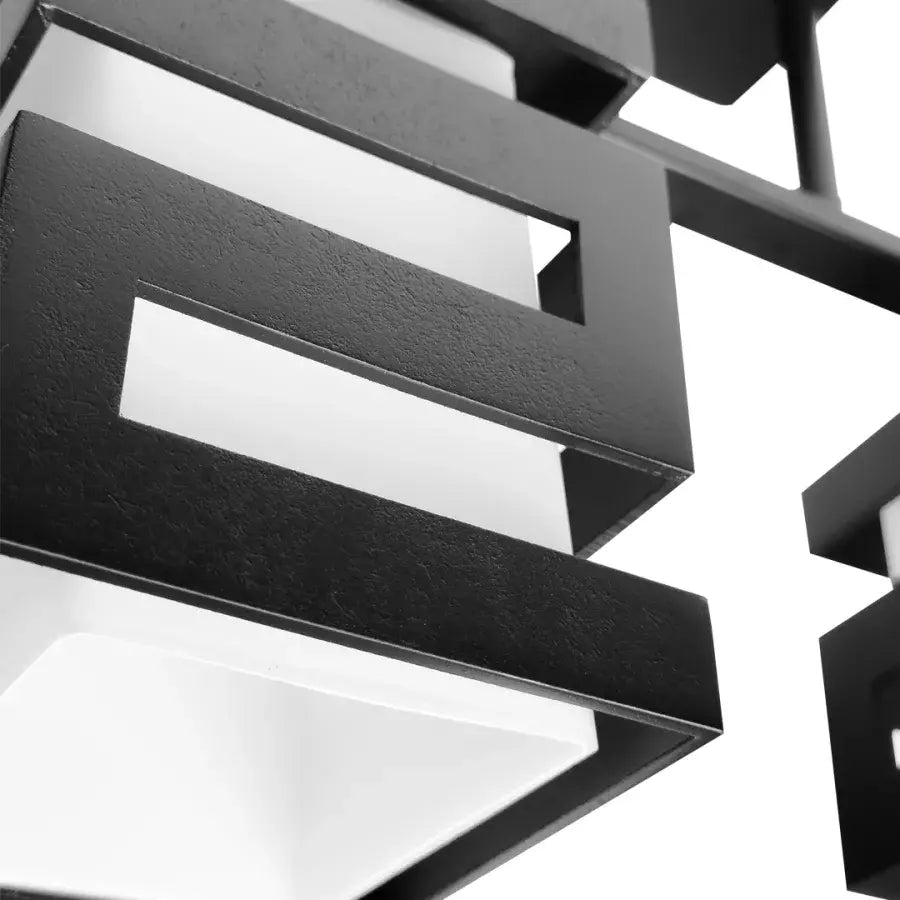 VANJA Wooden Chandelier with Square Lampshade 2 X E27 Socket Black White