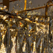 TOPKAPI Nobile Crystal Chandelier 6xE14, Diameter 40cm, Shiny Gold, Adjustable Height