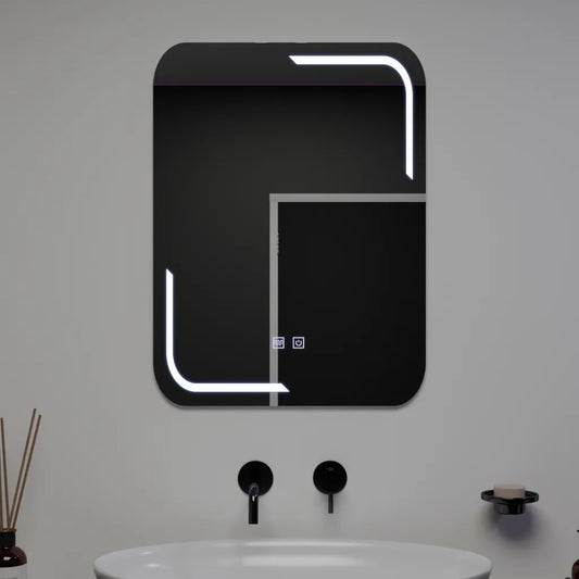 Rectangular LED mirror, 60x80cm, Touch Ulrich, Demister System, Dimmable