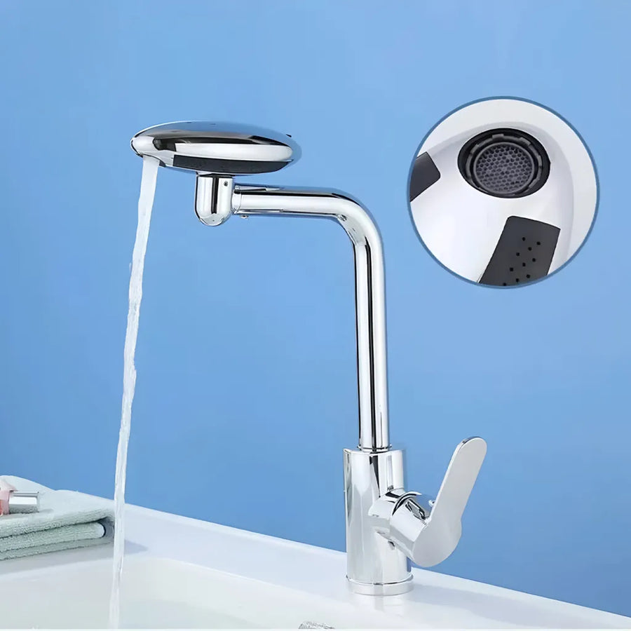 Basin Mixer Ceramic Cartridge Rotating Spout Glossy Chrome Connections Included EC02