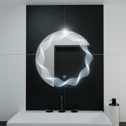 LED Round Mirror 60cm, Flusso Touch, Demister System, Dimmable