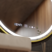 Mirror LED round 70cm celesti Royale Gold MotionGlow Marcellow Dimable Clock Defrosting System