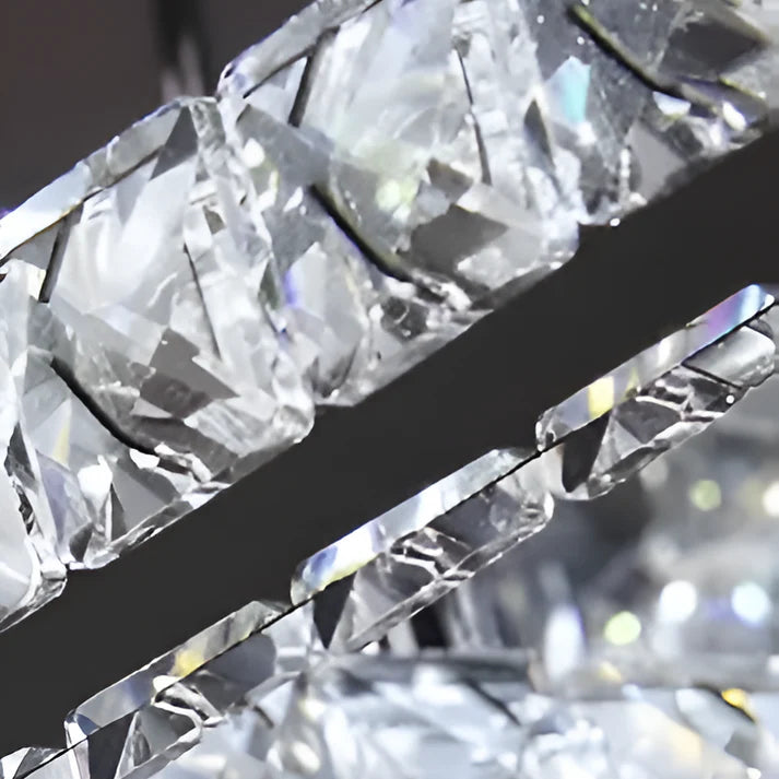 LED chandelier Alberico square, 19W, cold/hot/neutral light, crystal, glossy chrome