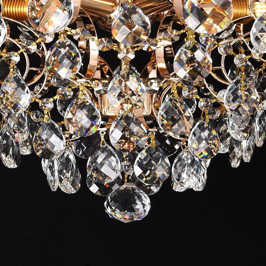 Candelabru Cristal CC9259/5FGD, 5x E14, Diametru 40cm, Auriu Lucios