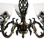 Rustic COTTAGE Chandelier, 5*E27, Antique Bronze, Metal and Glass
