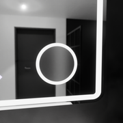 Rectangular LED Mirror, 90x75cm, Riflesso MotionGlow Marcello, Demister System, Clock & Thermometer, Cosmetic Magnifier, Dimable