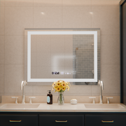 Rectangular LED mirror, 80x60cm, Verite MotionGlow Marcello, Demister System, Clock & Thermometer, Dimmable