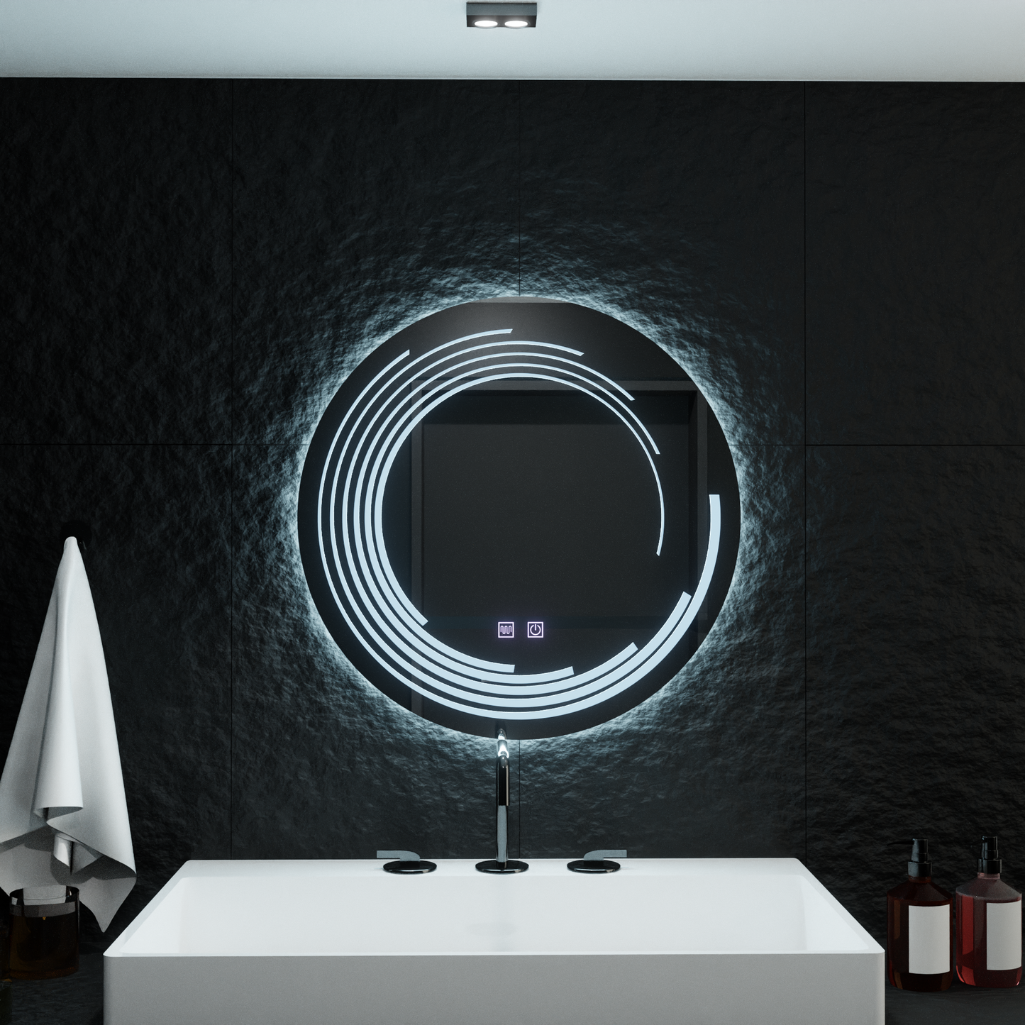 Mirror LED Round 60cm Lira Verità Touch system Dimable Defrition