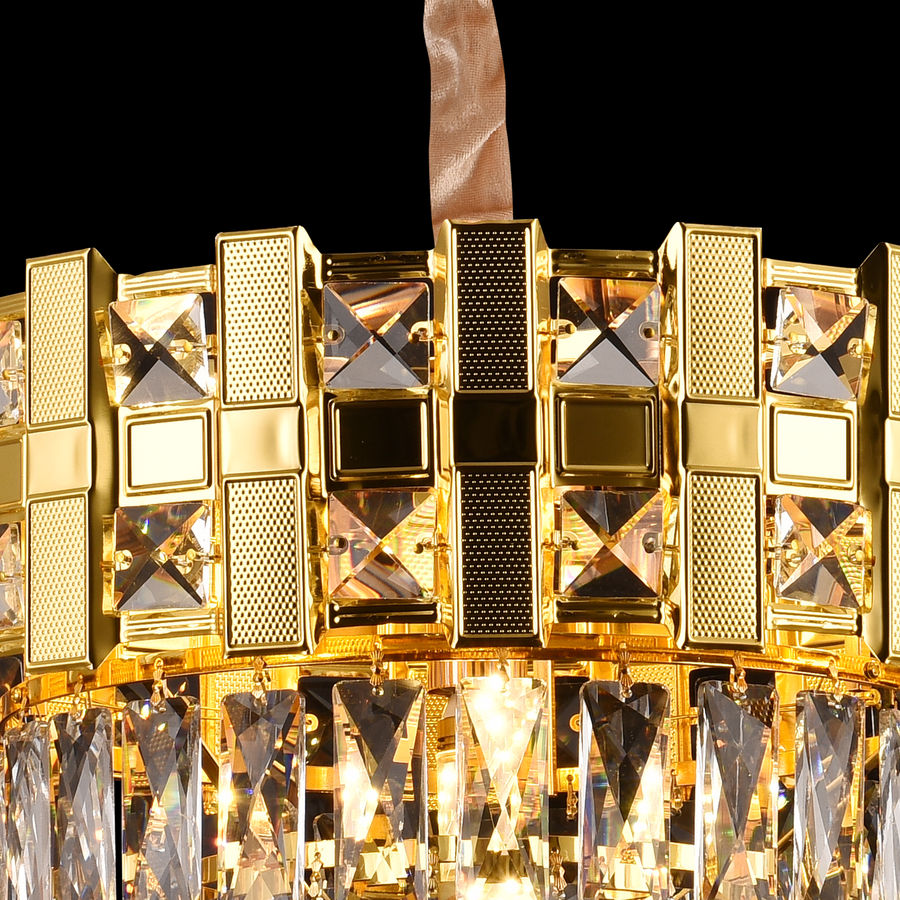 Chandelier Crystal Aurelio Sirio 5xe14, 40cm diameter, glossy gold, rebrable height